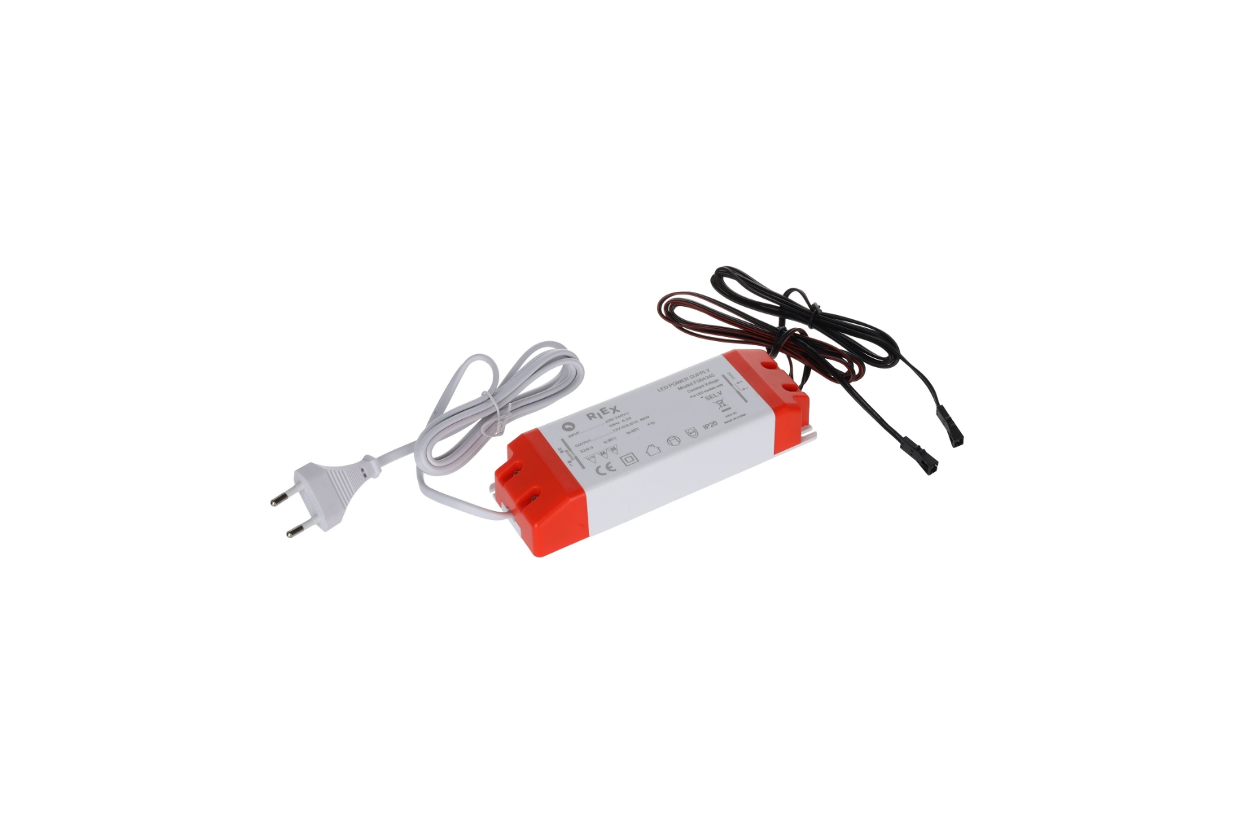 LED Driver 12 V, 80 W, 2× cable with MINI connector LED toiteplokk, 12V DC, 80W, IP20