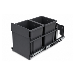 Prügikastisüsteem 600mm 2x20L vaikseltsulguv uksekinnitusega Tumehall