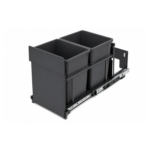 Prügikastisüsteem 600mm 2x15L vaikseltsulguv uksekinnitusega Tumehall