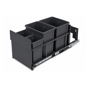 Prügikastisüsteem 600mm 2x20L+2x9L vaikseltsulguv Tumehall