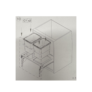 Prügikastisüsteem 600mm 2x20L+2x9L vaikseltsulguv Tumehall